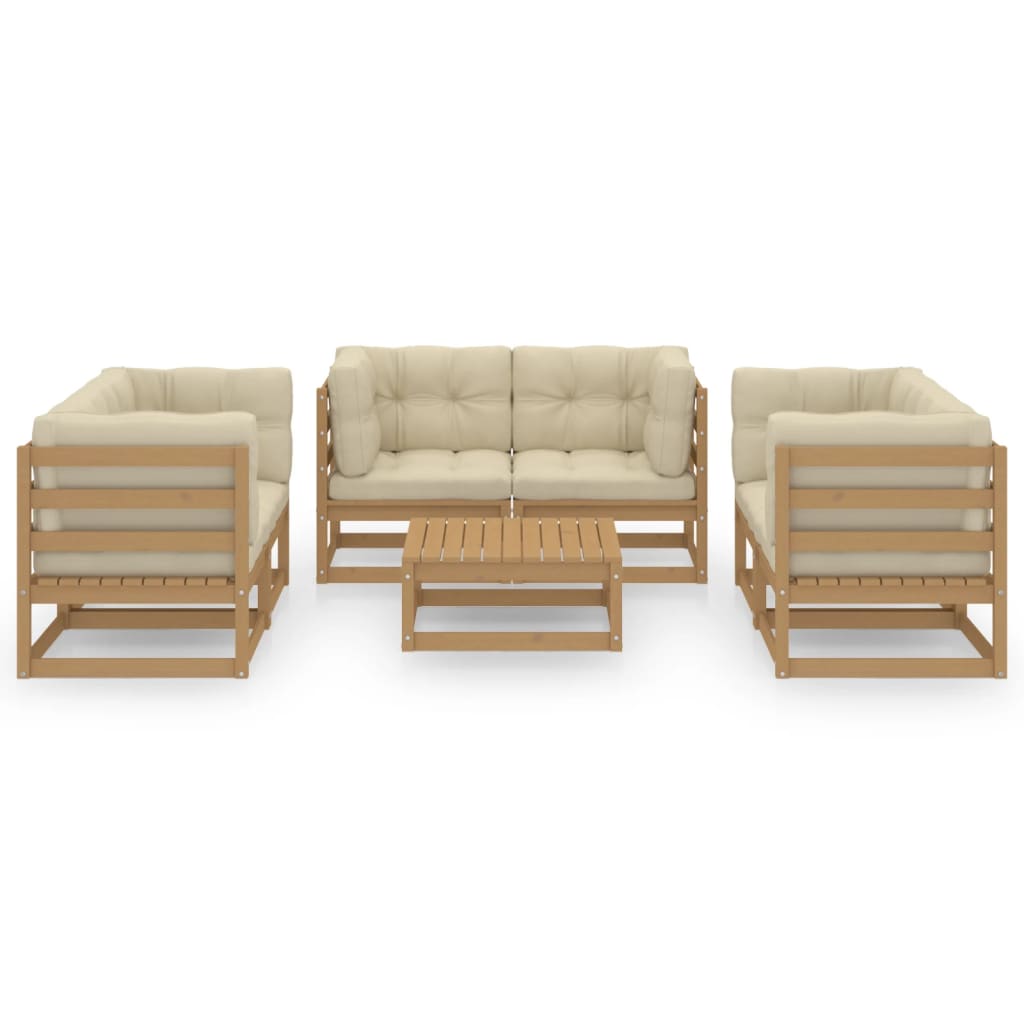 7-tlg. Garten-Lounge-Set mit Kissen Kiefer Massivholz